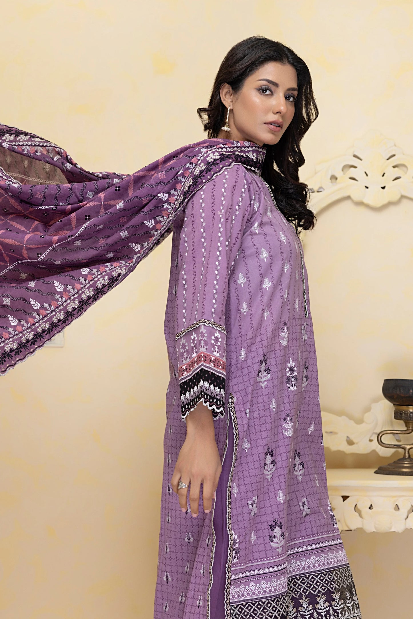 LSM Embroidered Lawn Suits With Lawn Dupatta Unstitched 3 Piece SED-ZH-0008 - Summer Collection