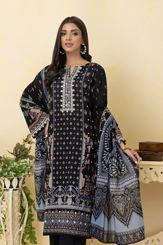 LSM Embroidered Lawn Suits With Lawn Dupatta Unstitched 3 Piece SED-SS-0009 - Summer Collection