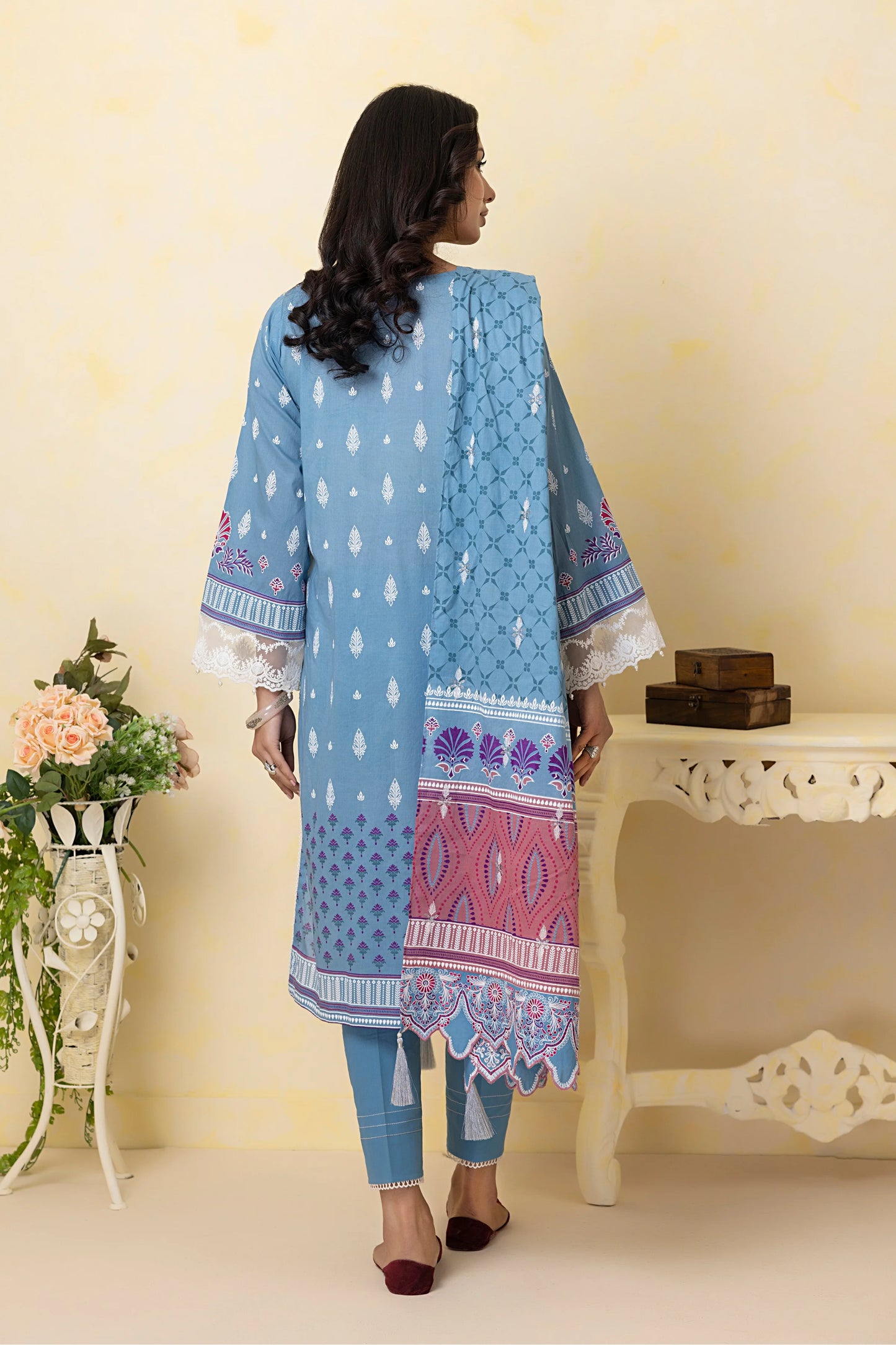 LSM Embroidered Lawn Suits With Lawn Dupatta Unstitched 3 Piece SED-RN-0011 - Summer Collection