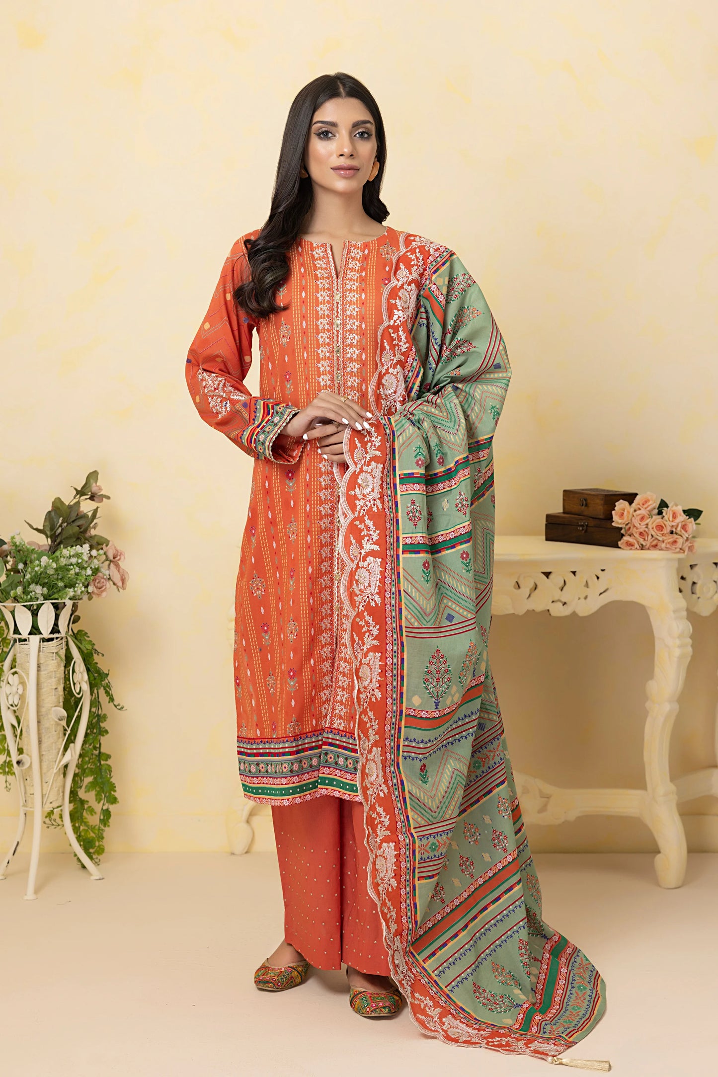 LSM Embroidered Lawn Suits With Lawn Dupatta Unstitched 3 Piece SED-EA-0406 - Summer Collection