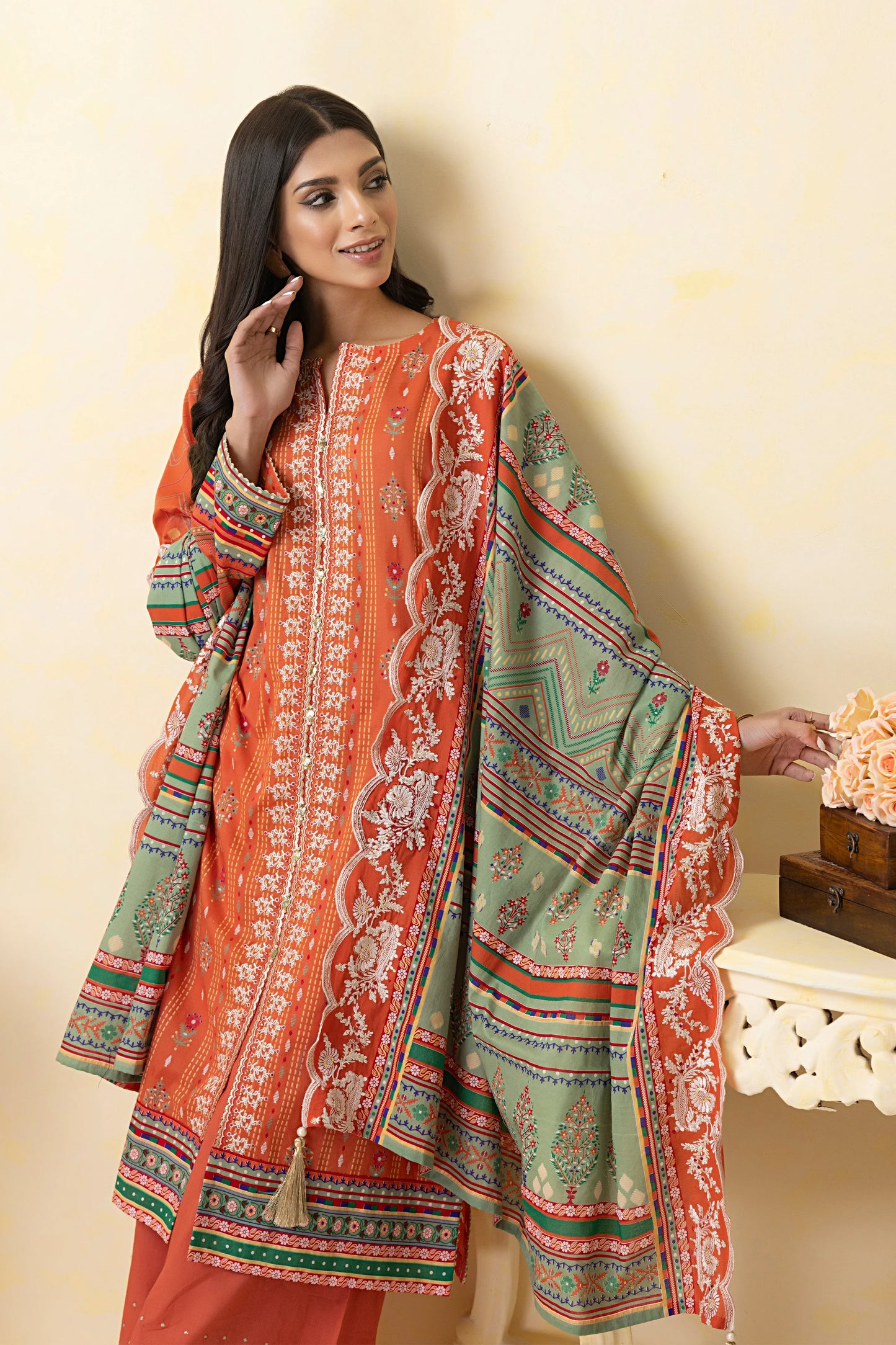 LSM Embroidered Lawn Suits With Lawn Dupatta Unstitched 3 Piece SED-EA-0406 - Summer Collection