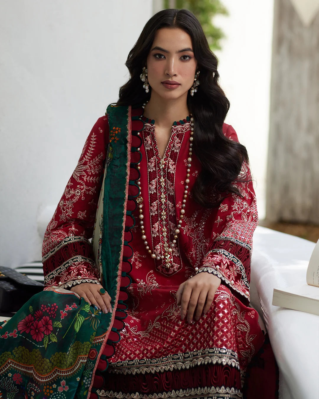Liliana by Faiza Saqlain Embroidered Lawn 3 Piece Unstitched Dress - Sivana