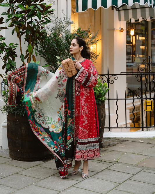 Liliana by Faiza Saqlain Embroidered Lawn 3 Piece Unstitched Dress - Sivana