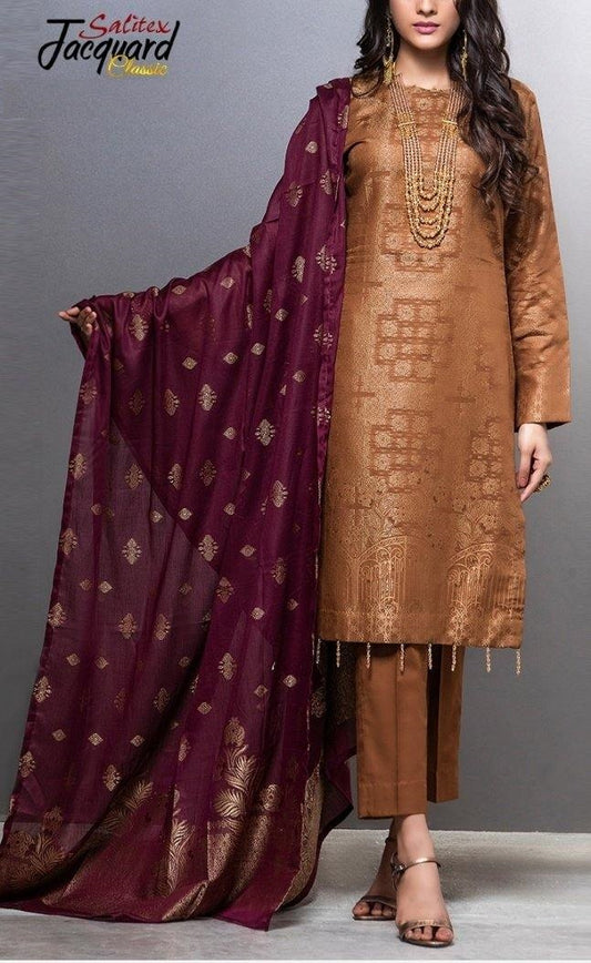 Salitex Self Jacquard Lawn Unstitched 3 Piece Suit -WK 517