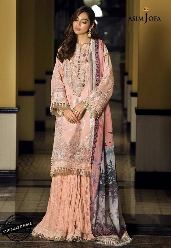 Asim Jofa Luxury Embroidered Lawn Unstitched 3 Piece Suit - AJL-5A