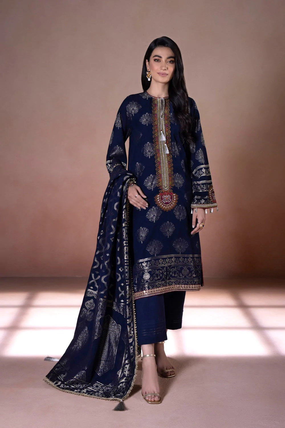 Sapphire Intermix Embroidered Jacquard Unstitched 3 Piece Suit U3E-CL22V5-7