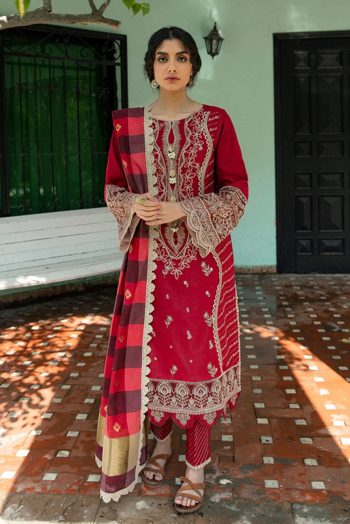 Qline By Qalamkar Embroidered Lawn Suits Unstitched 3 Piece QB-01 ROSA
