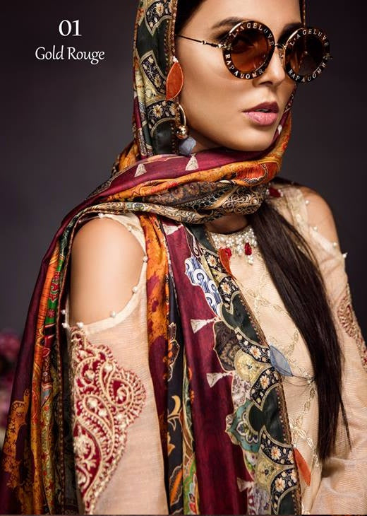 Noor by Sadia Asad Formal Eid Collection 01-GOLD ROUGE