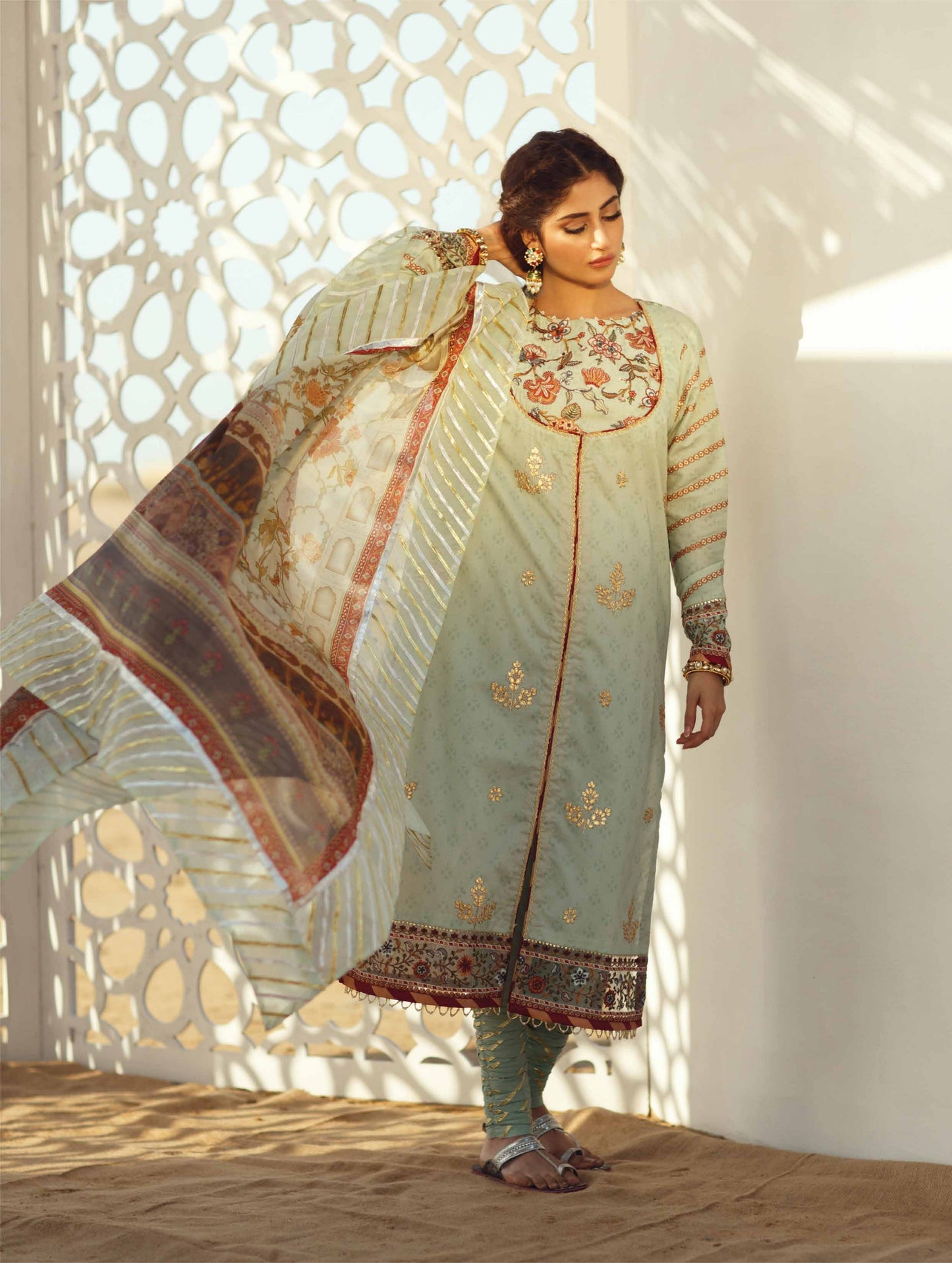 Qalamkar Luxury Festive Lawn Unstitched 3 Piece Suit - EC 03
