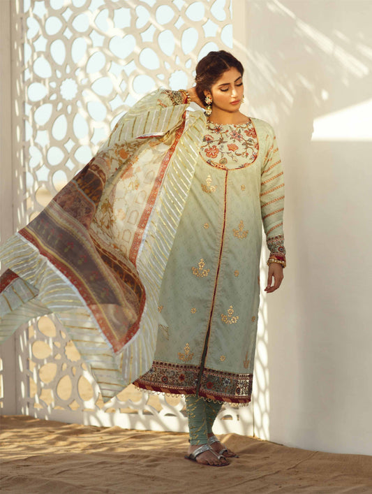 Qalamkar Luxury Festive Lawn Unstitched 3 Piece Suit - EC 03