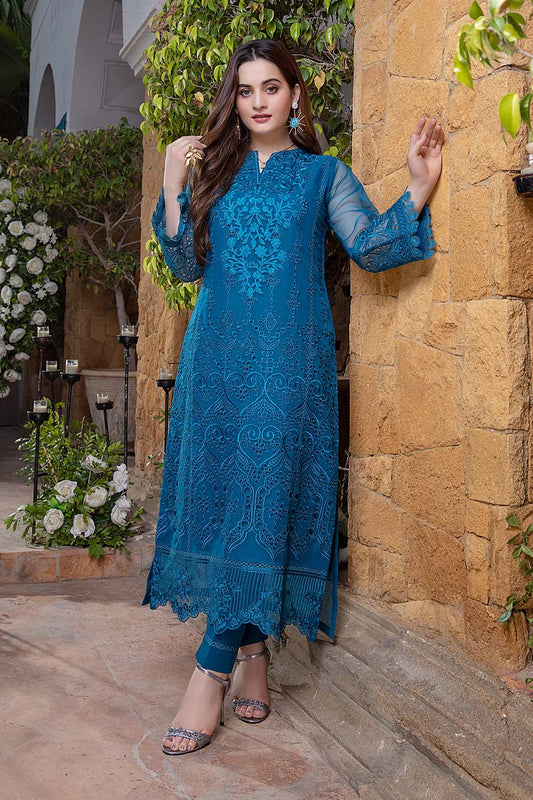 Azure Formal Embroidered Organza Unstitched 1 Piece Kurti - 10 Cinder