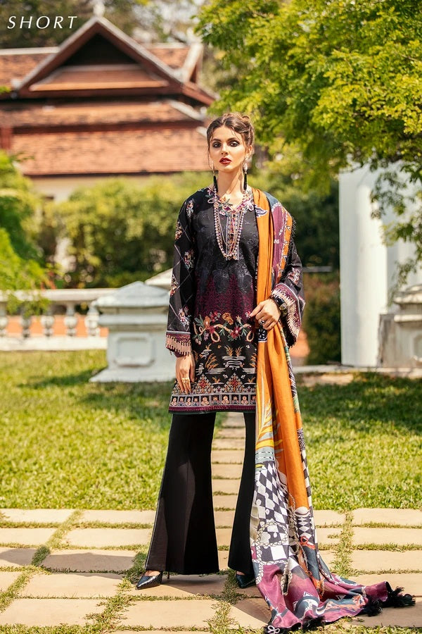 Baroque Premium Embroidered Lawn Unstitched 3 Piece Suit - 10 BLACK TREASURE