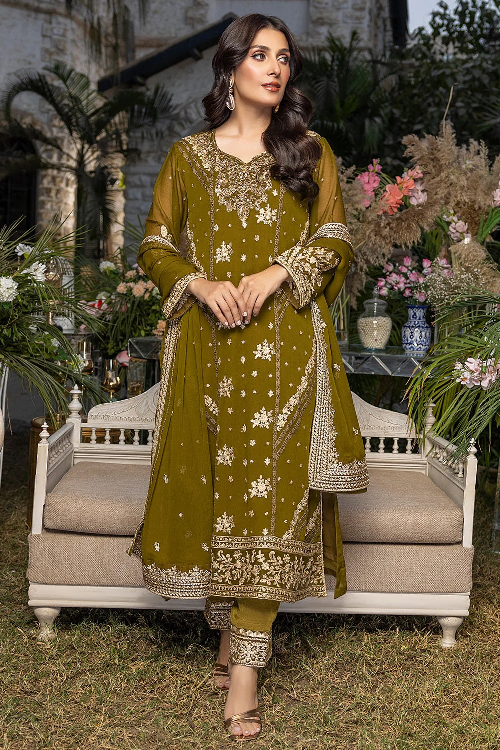 Azure Embroidered Chiffon Suits Unstitched 3 Piece AS-100 Eden Glow - Luxury Collection