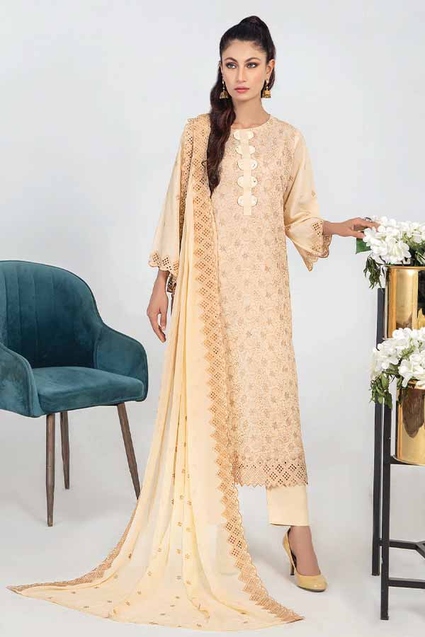 Breeze by Aalaya Embroidered Chikankari Lawn 3 piece Unstitched Dress - D10