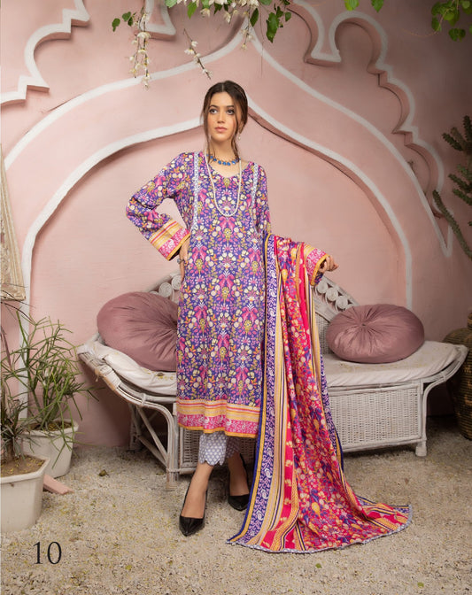 Orchid Digital Printed Lawn Unstitched 3 Piece Suit - 10 by Regalia Textile