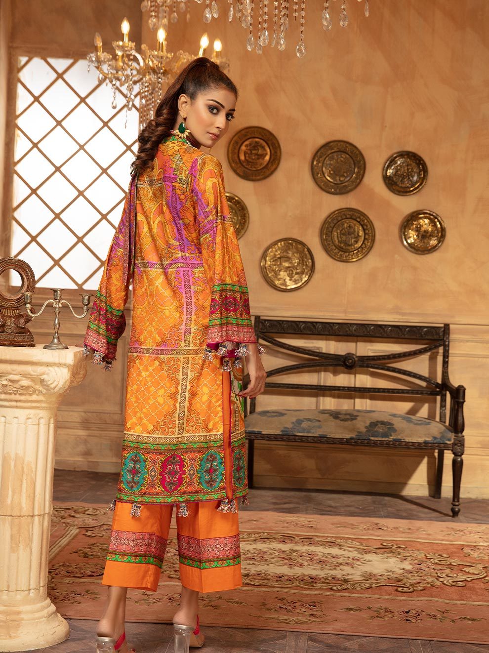 NUR Rang Barang Printed Linen Unstitched 2pc Suit - RB 10