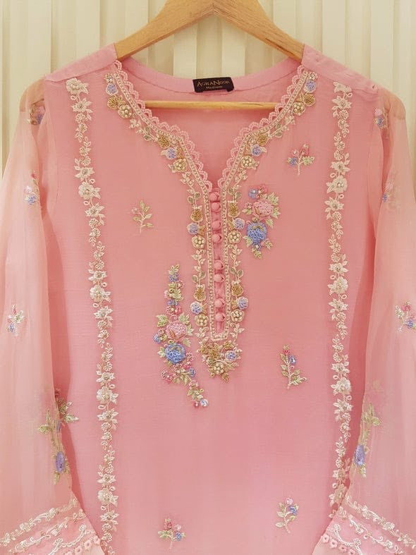 2 Piece Pure Chiffon Heavily Embroidered Dress (Shirt-Dupattta)