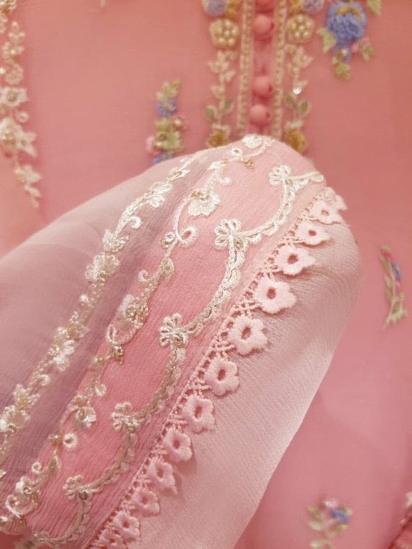 2 Piece Pure Chiffon Heavily Embroidered Dress (Shirt-Dupattta)