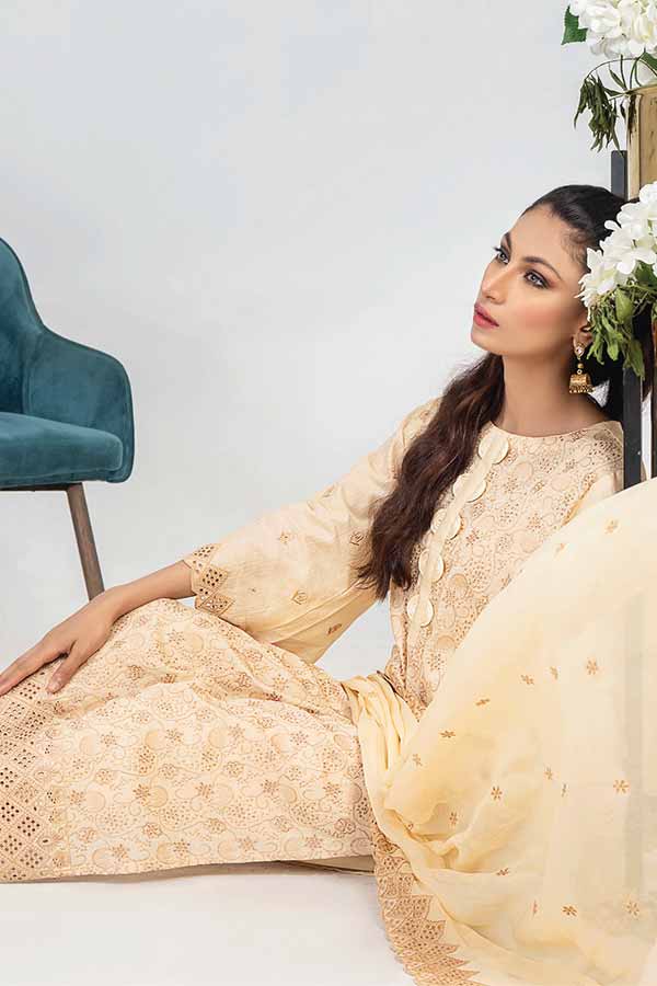 Breeze by Aalaya Embroidered Chikankari Lawn 3 piece Unstitched Dress - D10