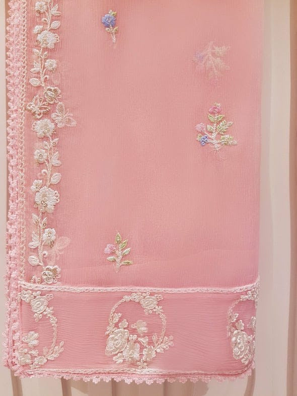 2 Piece Pure Chiffon Heavily Embroidered Dress (Shirt-Dupattta)