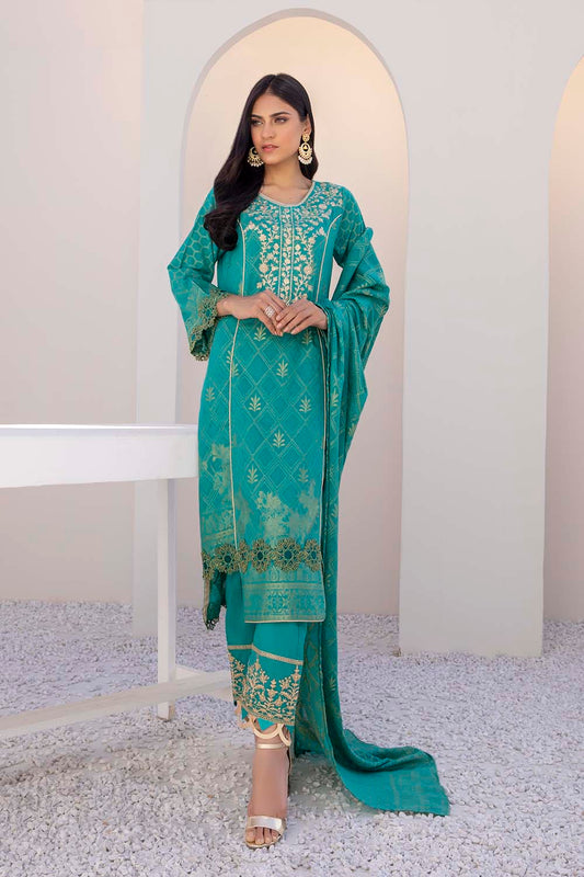 Azure Embroidered Cotton Jacquard Unstitched 3 Piece Suit - AJL-11 Pacific Breeze