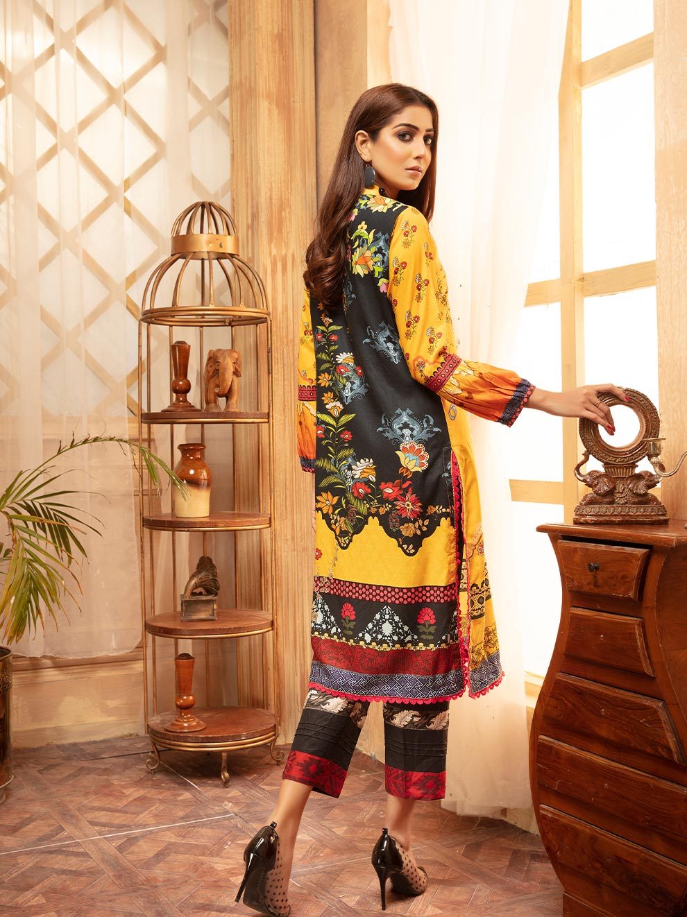 NUR Rang Barang Printed Linen Unstitched 2pc Suit - RB 11