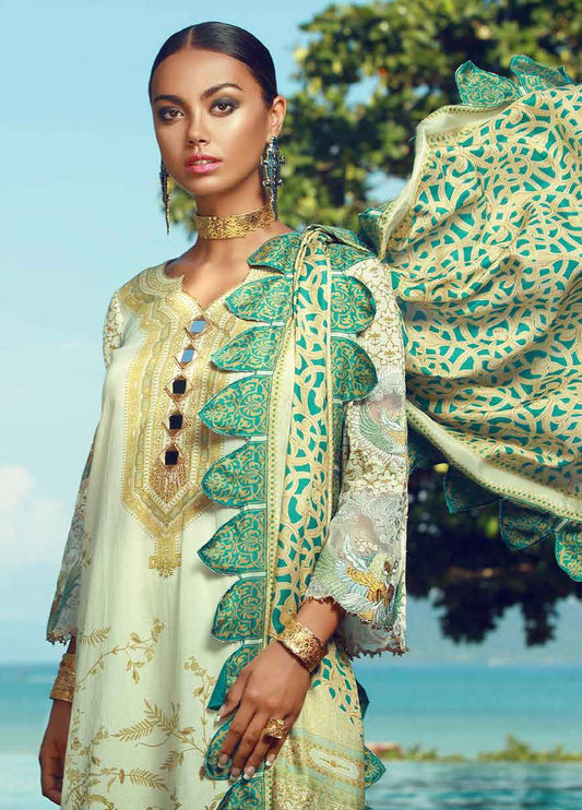 Tena Durrani Embroidered Lawn Unstitched 3 Piece Suit - 11 primrose - Eid ul Azha Collection