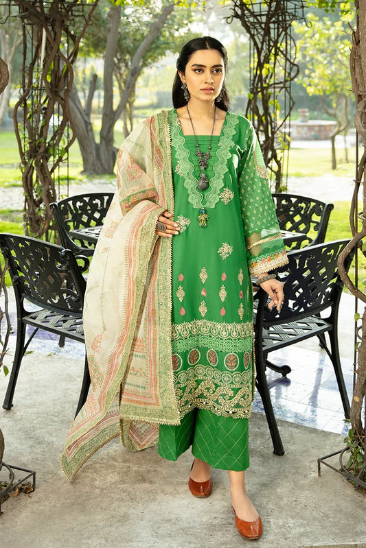 Aabyaan Embroidered Lawn Suits Unstitched 3 Piece AL-12 Biya