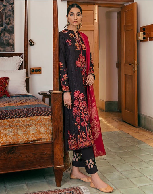 Zaha by Khadijah Shah Embroidered Lawn Unstitched 3 Piece Suit - 12 TABISH