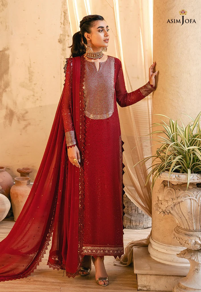 Mehr o Mah by Asim Jofa Festive Embroidered 3pc Unstitched Suit AJM-12