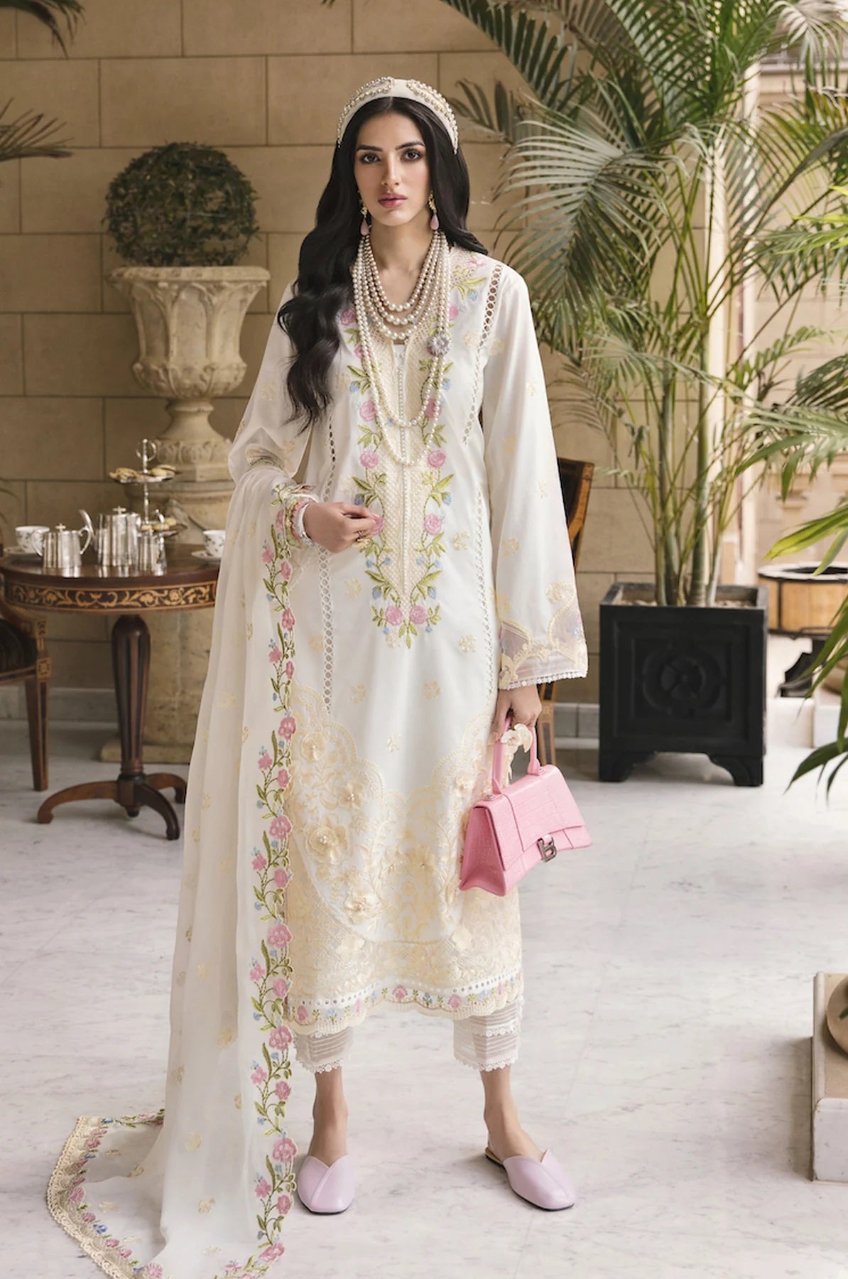 Sable Vogue Embroidered Lawn Suits Unstitched 3 Piece SL-12-23-V1 DHALIA - Luxury Collection