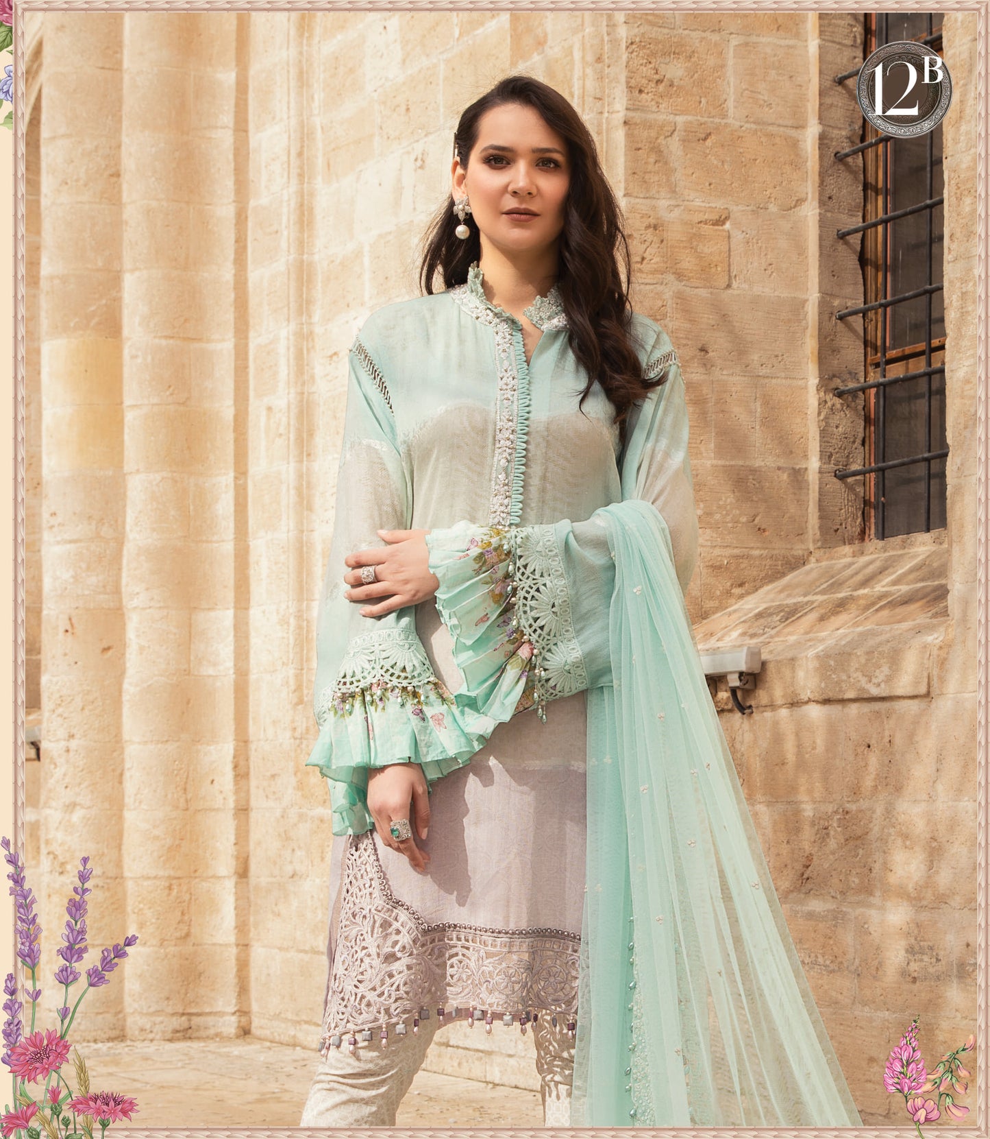 Maria B Embroidered Lawn Unstitched 3 Piece Suit - D 2112-B