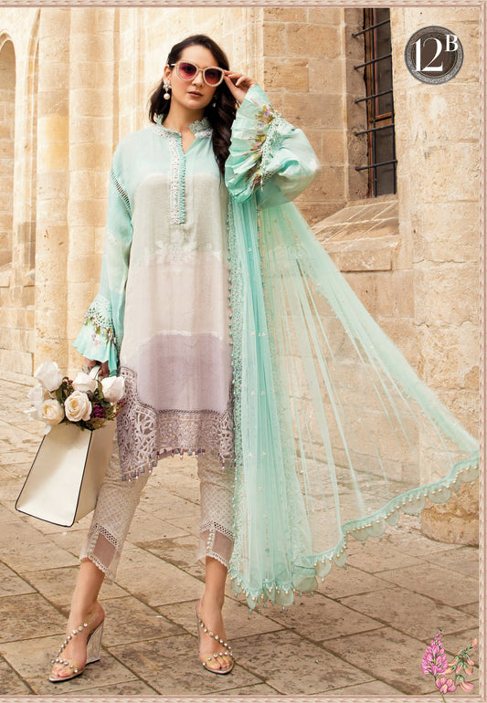 Maria B Embroidered Lawn Unstitched 3 Piece Suit - D 2112-B