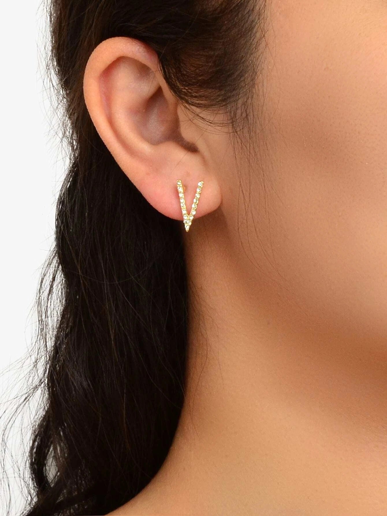 Rhinestone Letter Earrings - HDJ 132