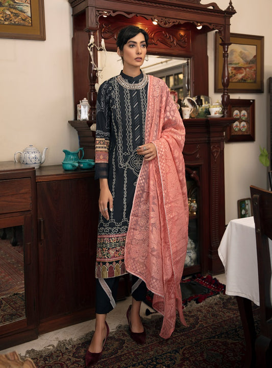 Qalamkar Qline Embroidered Lawn Unstitched 3 Piece Suit - BL 13