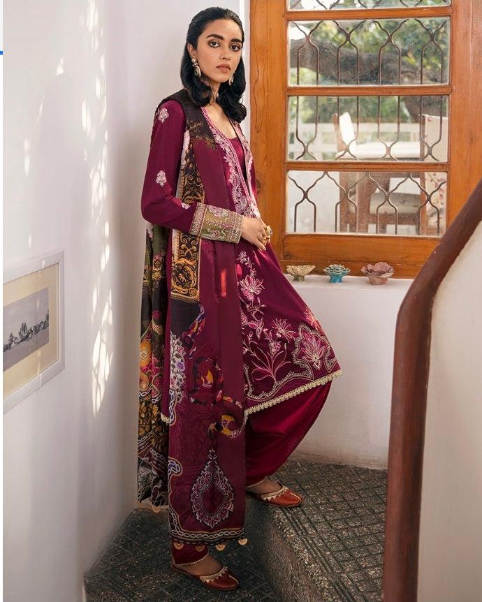 Zaha by Khadijah Shah Embroidered Lawn Unstitched 3 Piece Suit - ZF 14 AJURI