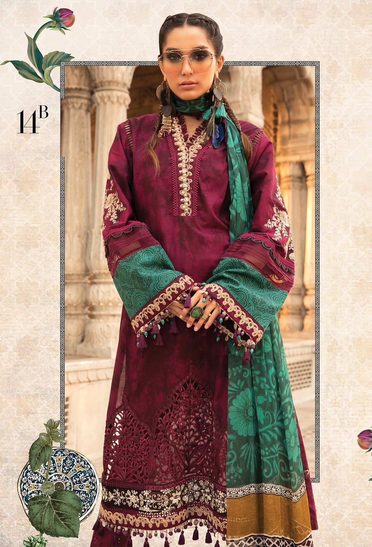 Maria B Embroidered Lawn Suits Unstitched 3 Piece D-2214-B Summer Collection 2022
