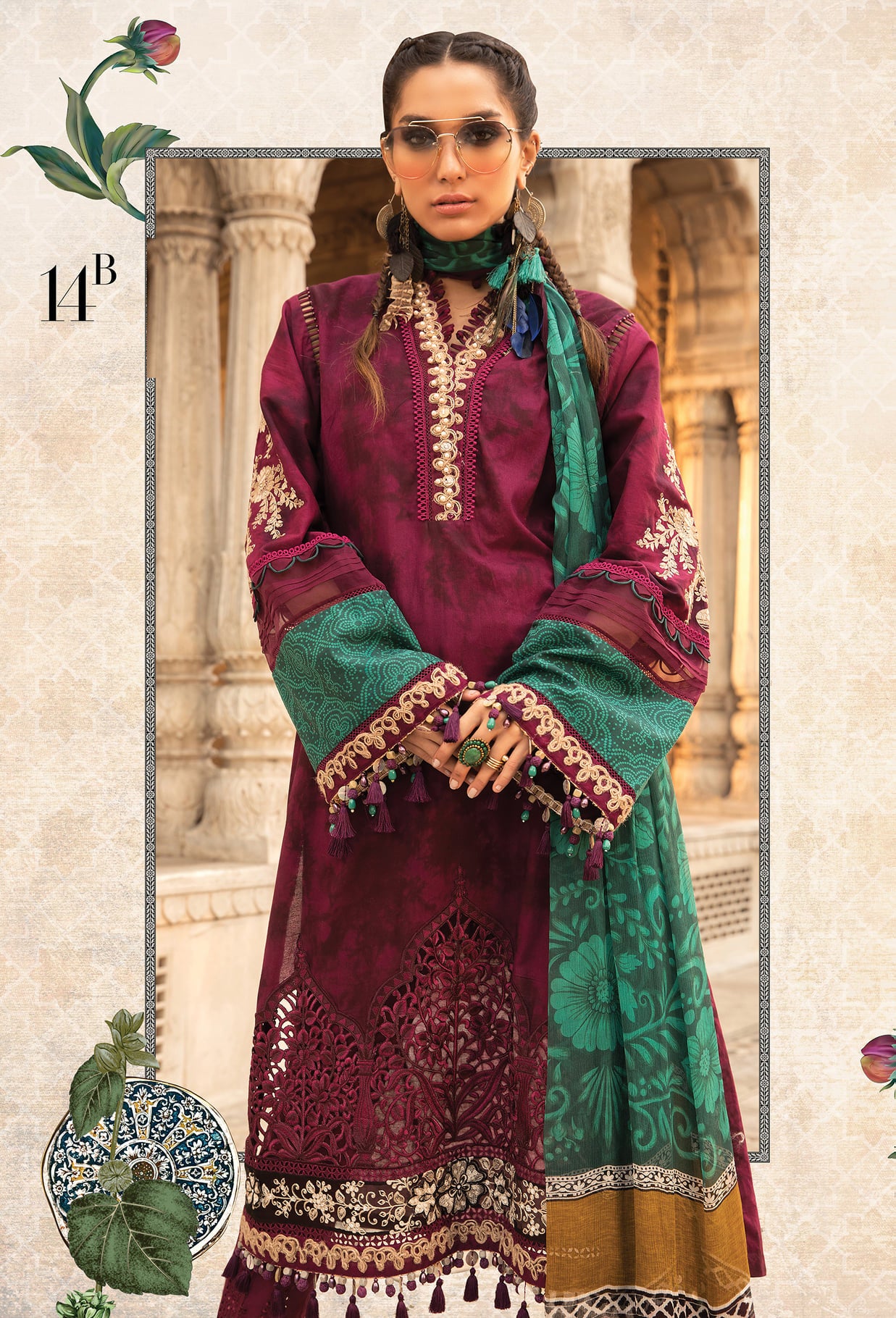 Maria B Embroidered Lawn Suits Unstitched 3 Piece D-2214-B Summer Collection 2022