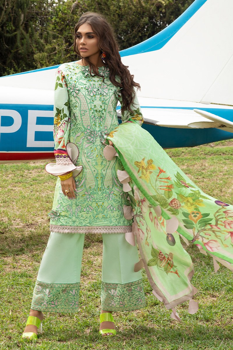 Mushq Hemline Embroidered Lawn Unstitched 3 Piece Suit - 14 SPRING BUD