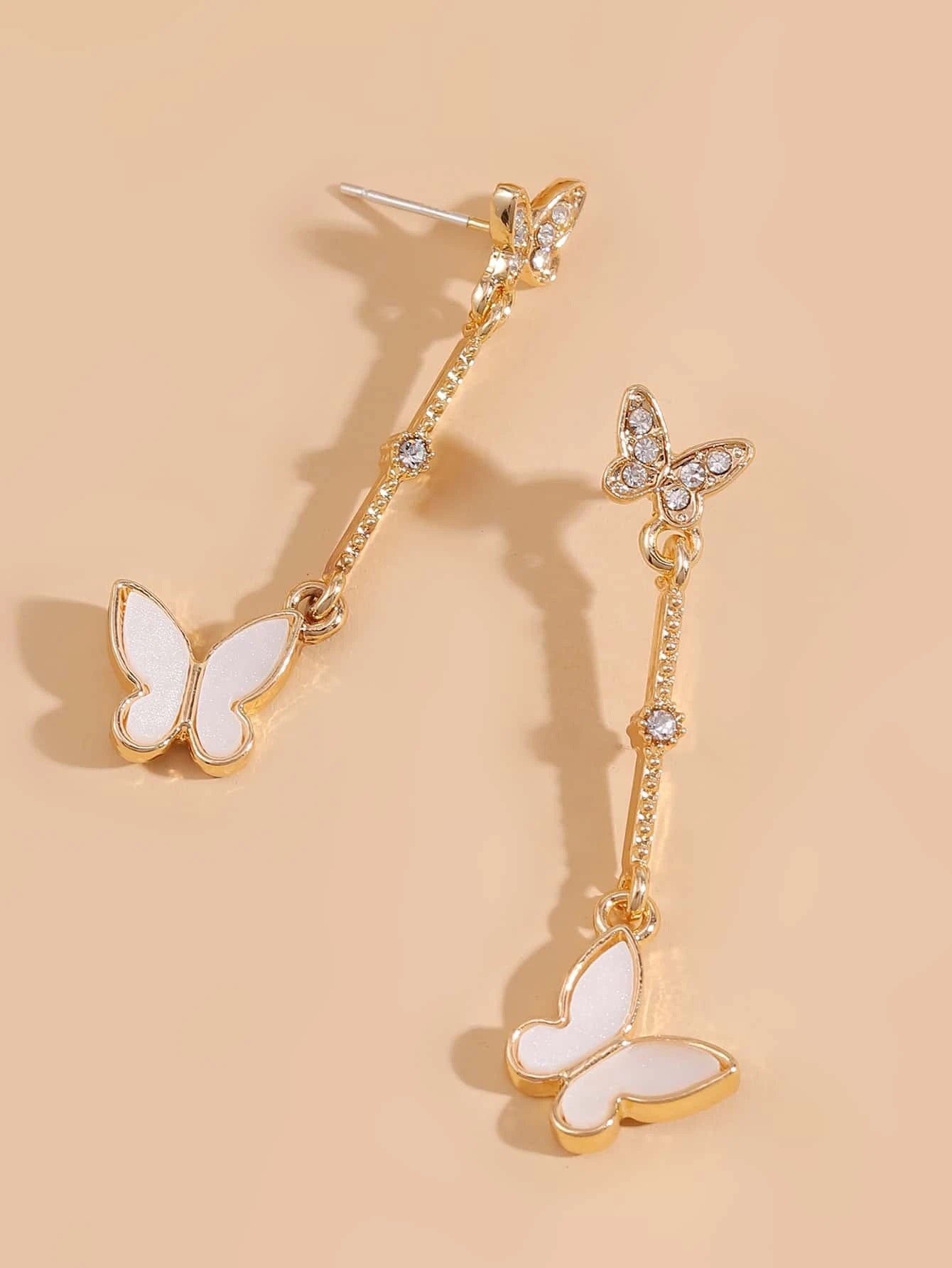 Rhinestone Butterfly Stylish Drop Earrings - HDJ 151