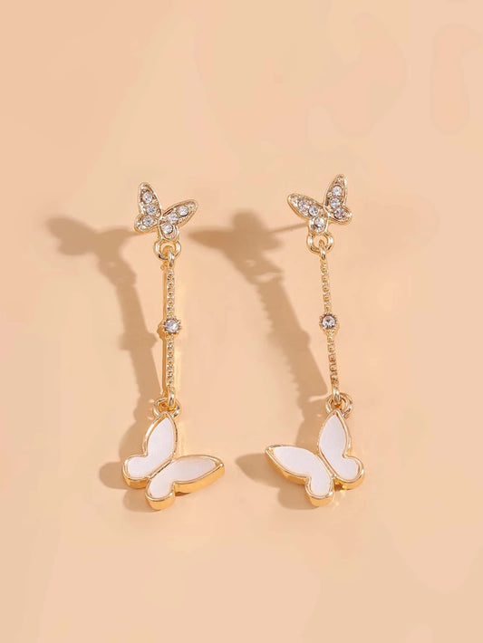 Rhinestone Butterfly Stylish Drop Earrings - HDJ 151
