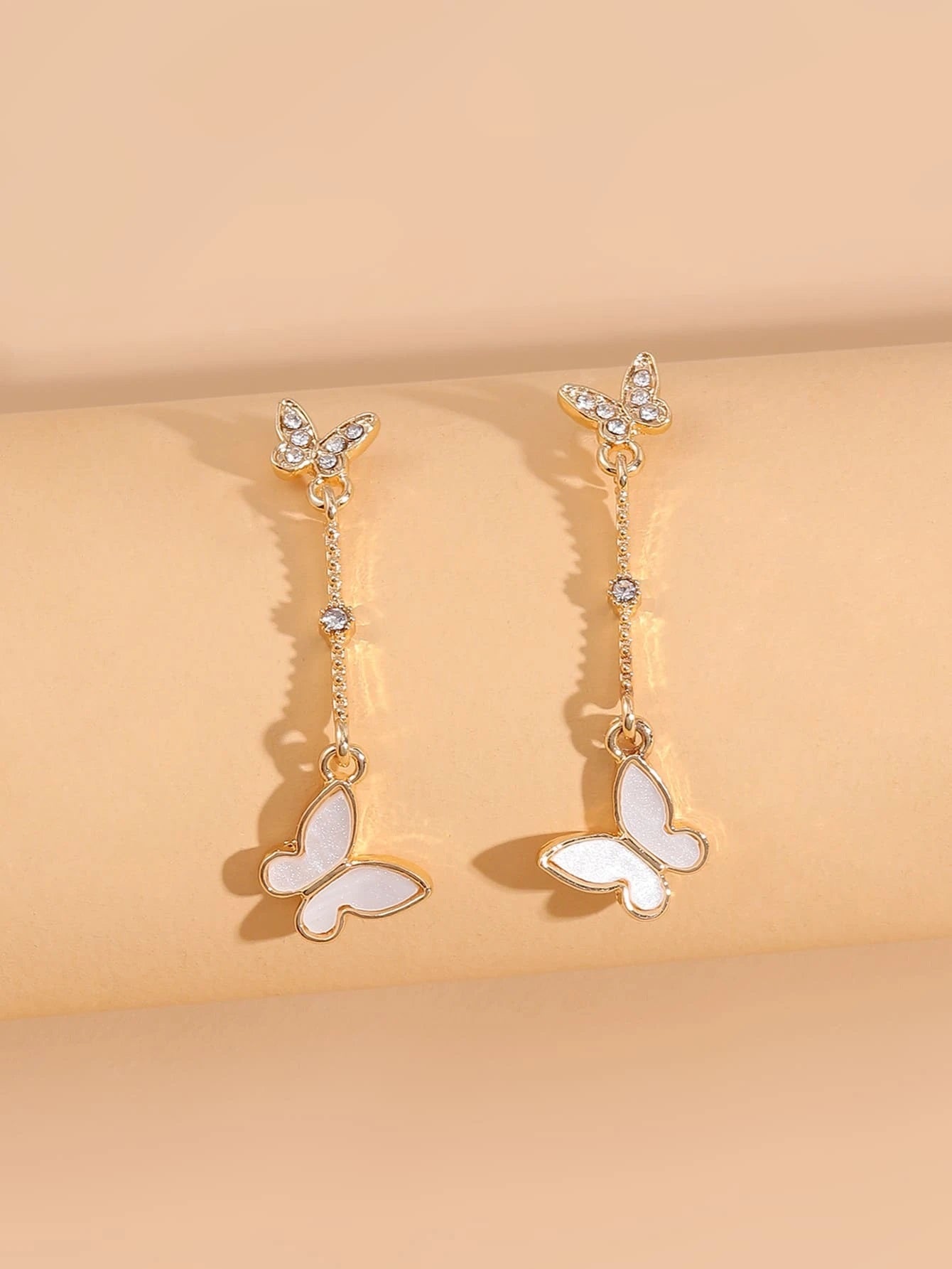Rhinestone Butterfly Stylish Drop Earrings - HDJ 151