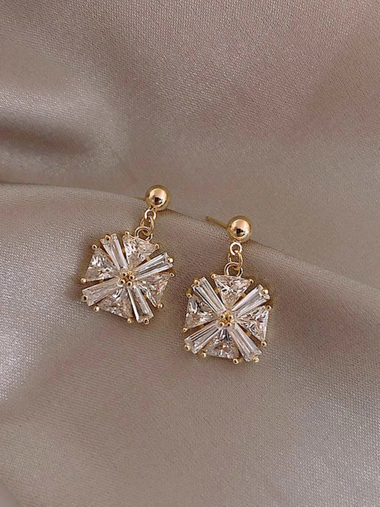 1pair Rhinestone Fancy Square Drop Earrings - HDJ 154