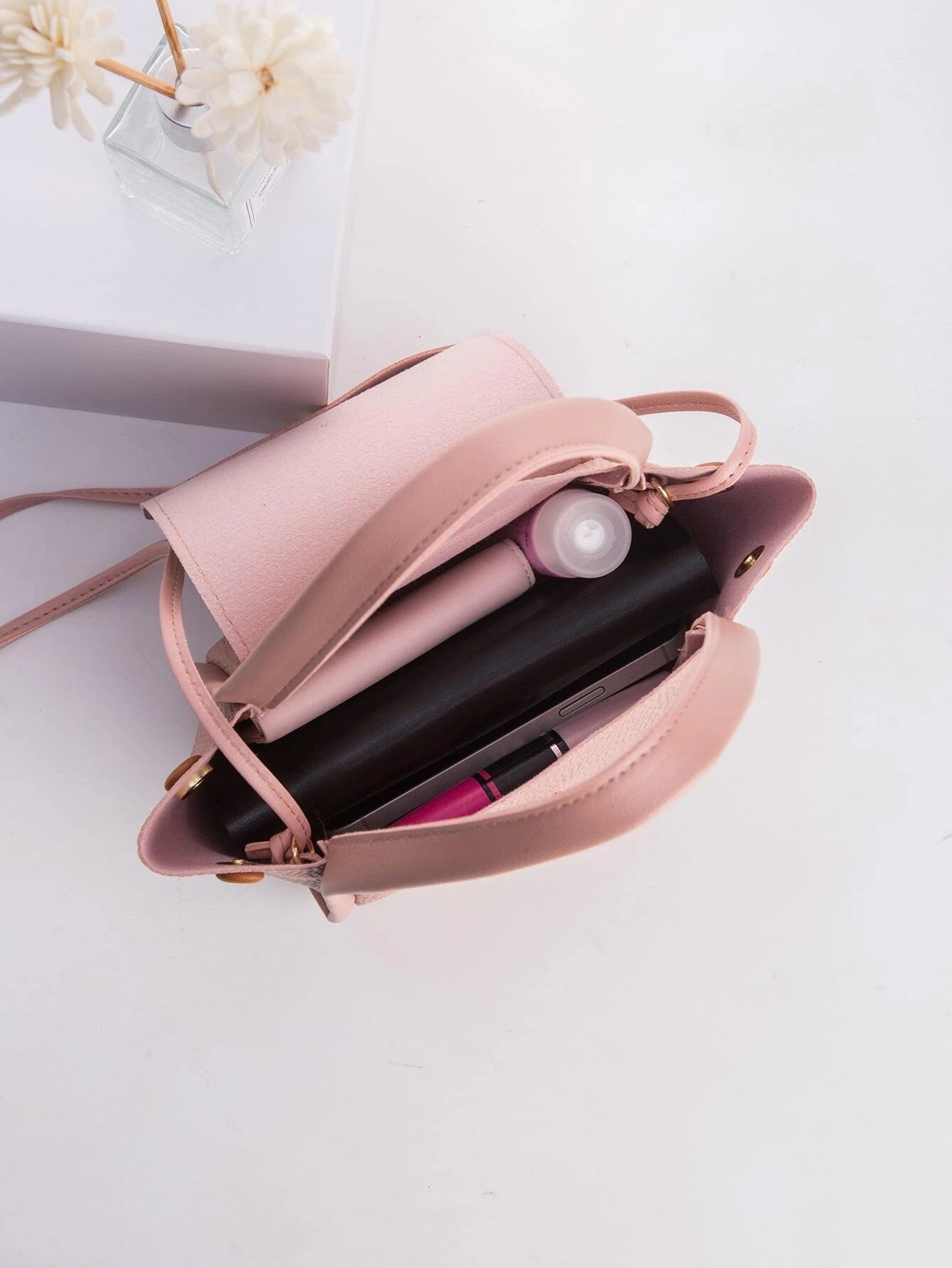 Minimalist Snap Button Decor Flap Satchel Bag - HDJ 159