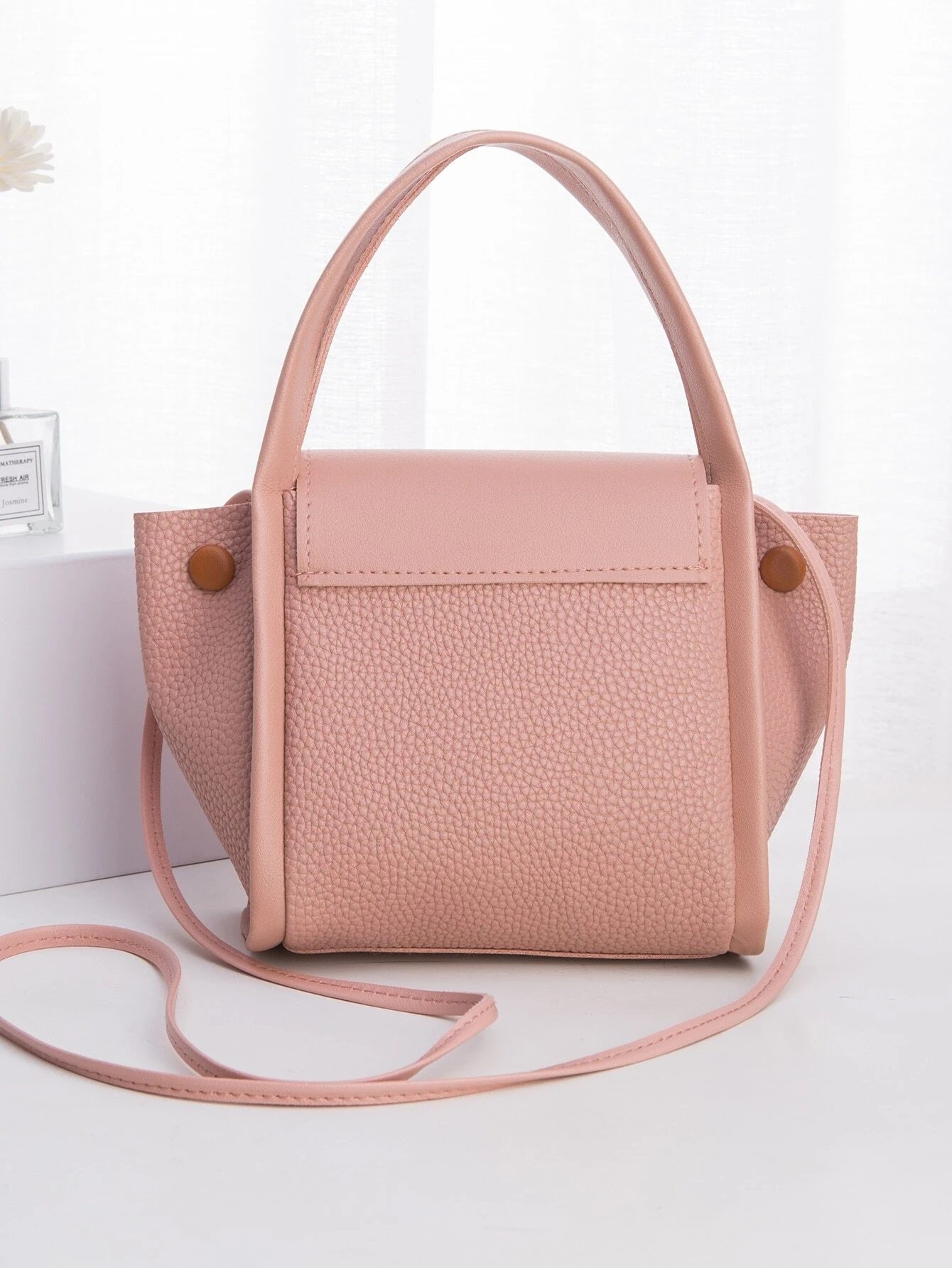 Minimalist Snap Button Decor Flap Satchel Bag - HDJ 159
