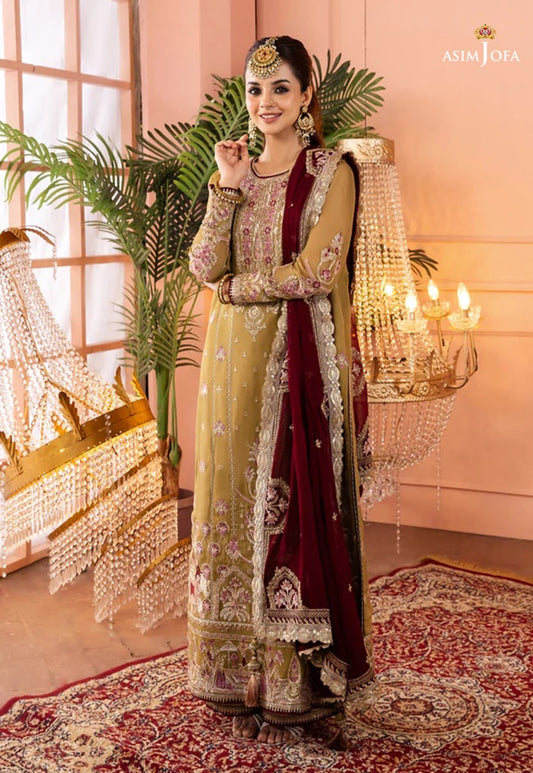 Mehr o Mah by Asim Jofa Festive Embroidered 3pc Unstitched Suit AJM-15