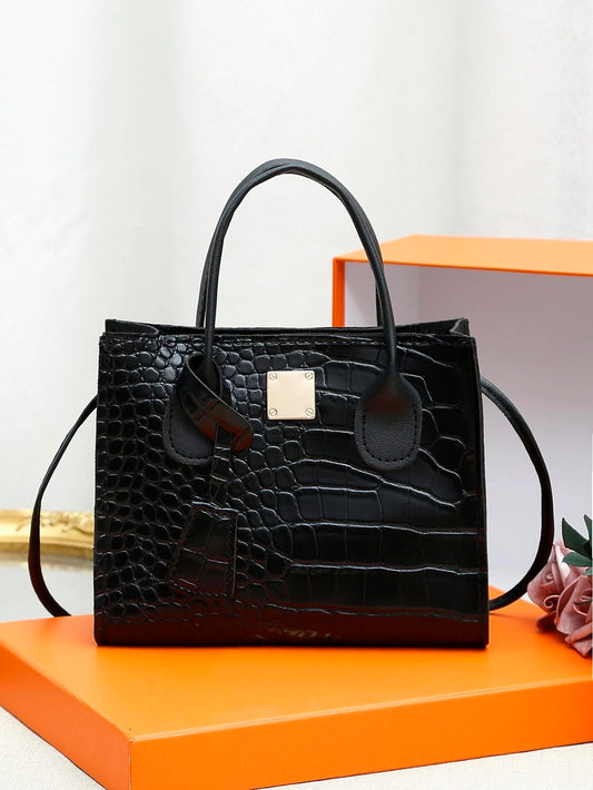 Mini Crocodile Embossed Metal Decor Square Bag - HDJ 161