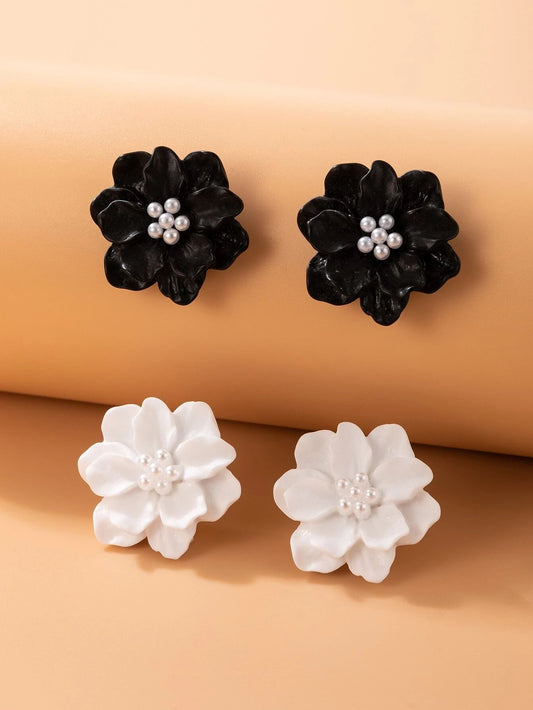 2pairs Flower Stud Earrings - HDJ 164