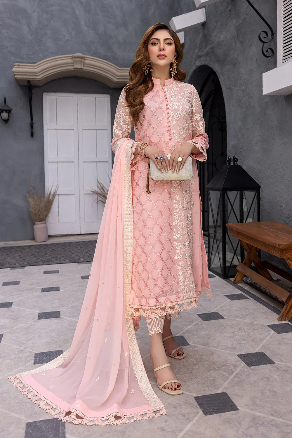 Ensembles By Azure Embroidered Chiffon Suits Unstitched 3 Piece AZ-16a Imperial Glow - Festive Collection