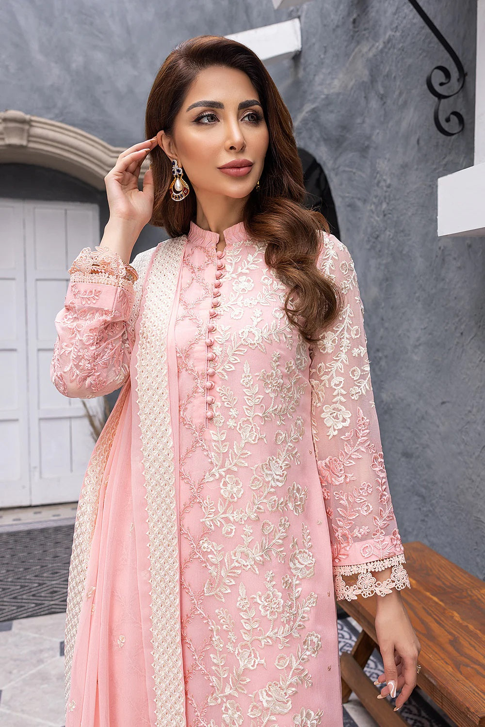 Ensembles By Azure Embroidered Chiffon Suits Unstitched 3 Piece AZ-16a Imperial Glow - Festive Collection